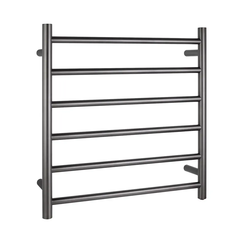  Round Brushed Gunmetal Electric Heated Towel Rack – 6 Bars 