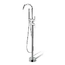 Round Chrome Freestanding Bath Mixer With Handheld Shower 
