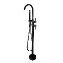 Round Black Freestanding Bath Mixer With Handheld Shower 