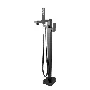 Square Black Freestanding Bath Mixer With Handheld Shower