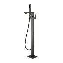 Square Gunmetal Freestanding Bath Mixer With Handheld Shower