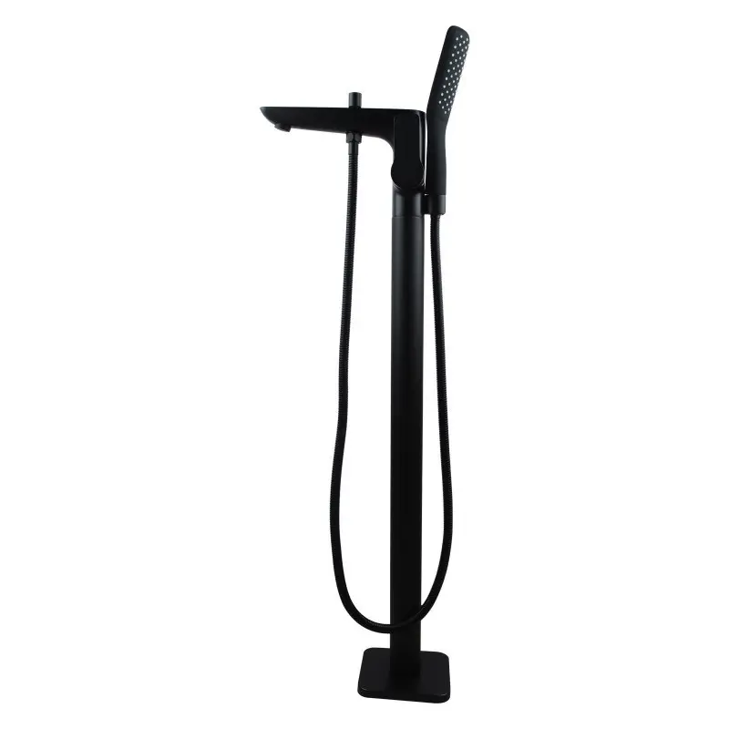 Black Floor Standing Mixer With Diverter & Handheld Shower