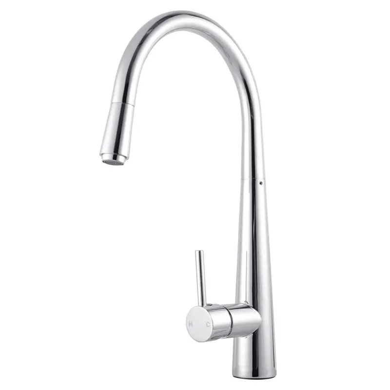 Round Chrome Pull Out Kitchen Mixer Tap