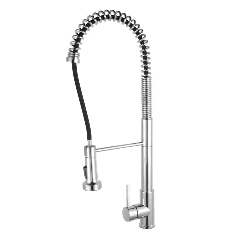 Tall Spring Chrome Pull Out Kitchen Sink Mixer Tap 