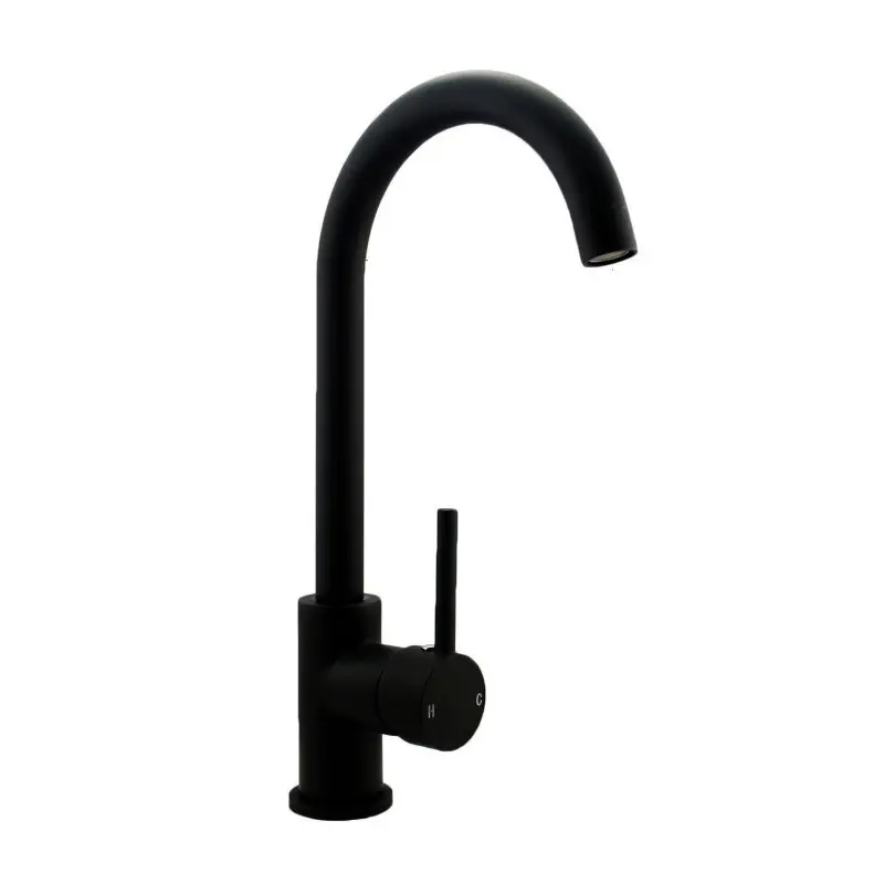 Round Black Standard Kitchen Sink Mixer Tap