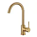 Round Brushed Brass Standard Kitchen Sink Mixer Tap