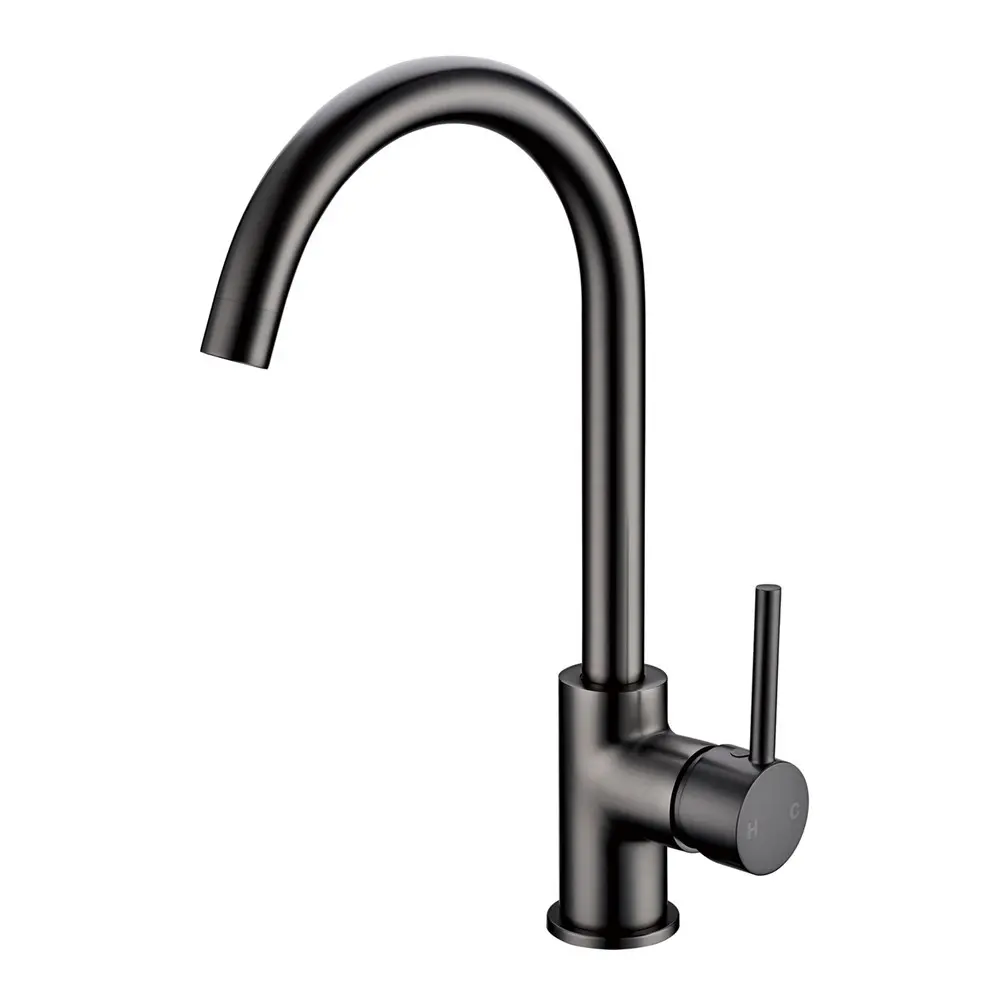 Round Gunmetal Standard Kitchen Sink Mixer Tap 