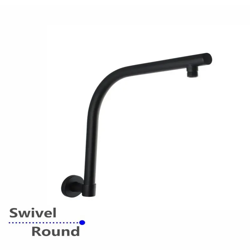 Round Black Swivel Wall Mounted Shower Arm