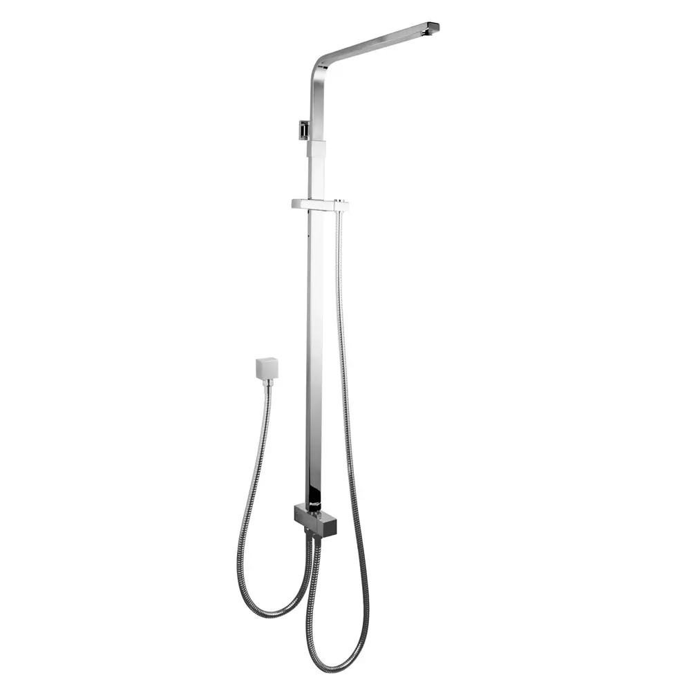 Square Chrome Shower Rail without Shower Head and Handheld Shower
