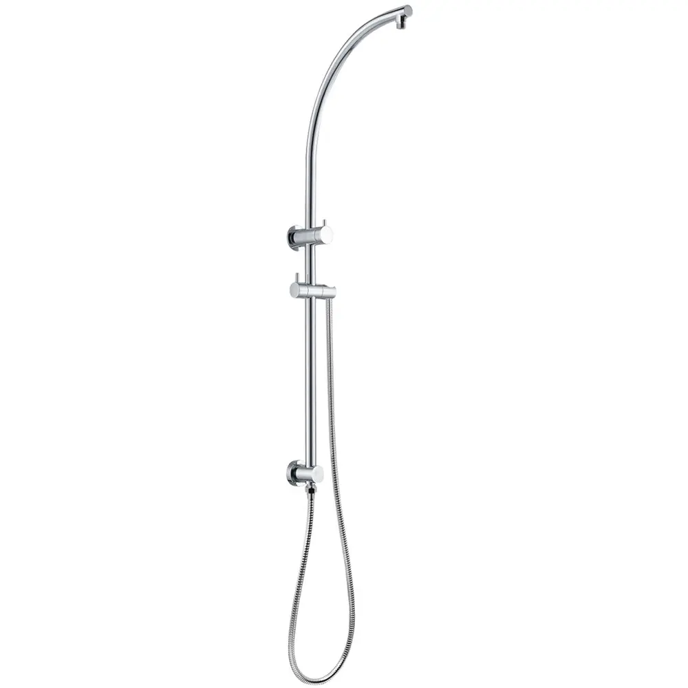 Round Chrome Shower Rail without Shower Head and Handheld Shower