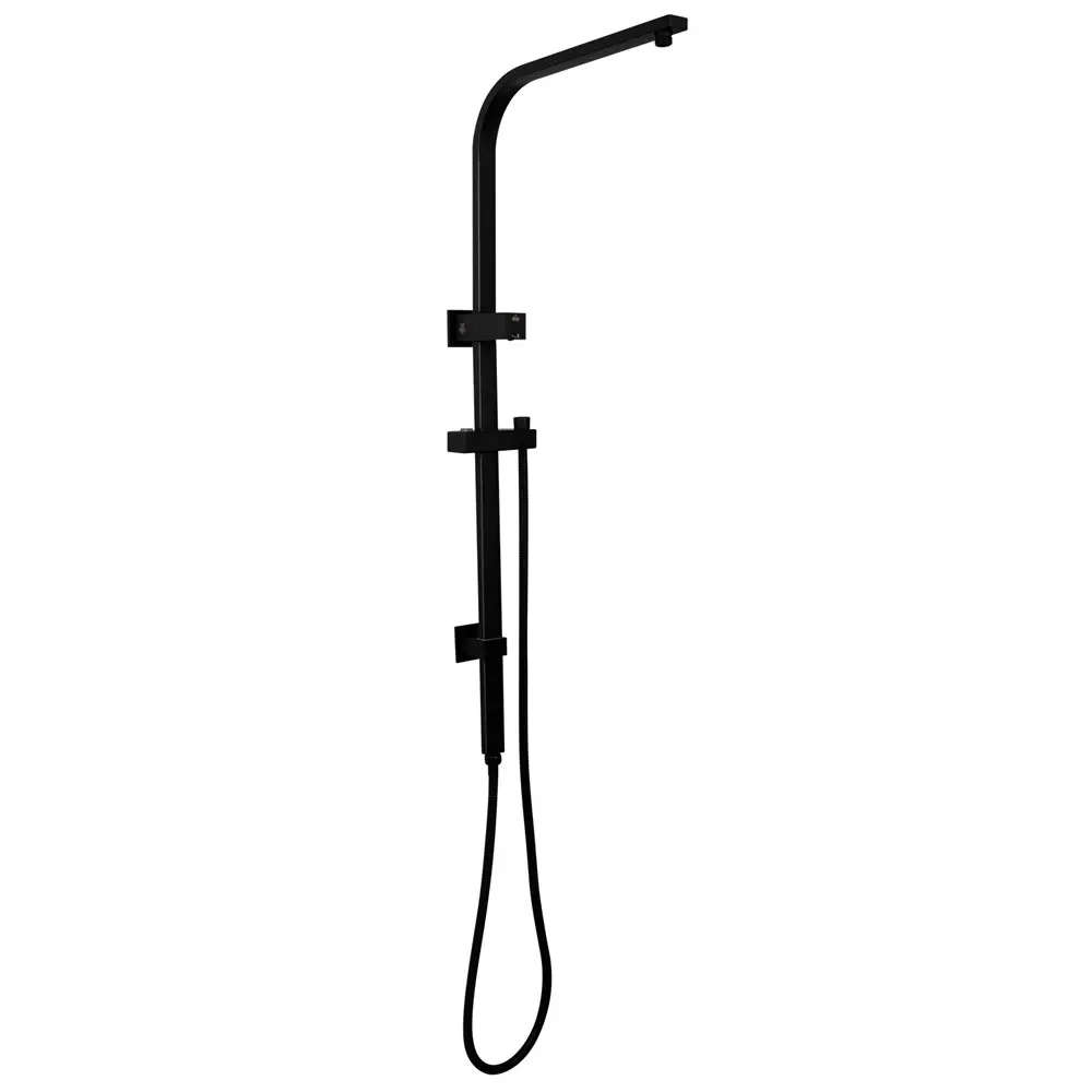 Black Square Shower Rail without Shower Head and Handheld Shower