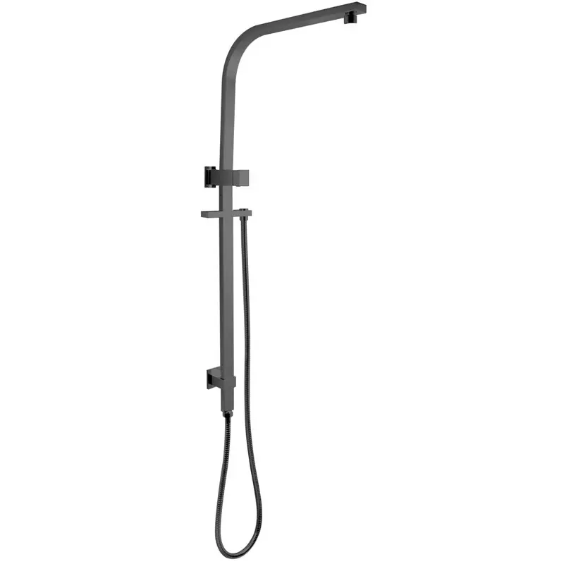 Gunmetal Square Shower Rail without Shower Head and Handheld Shower