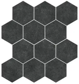 CORDOBA HEXAGON RECTIFIED GLAZED PORCELAIN BLACK MOSAICS FLOOR TILES