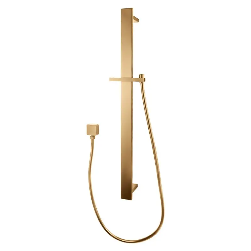 Square Brushed Brass Sliding Shower Rail without Handheld Shower 