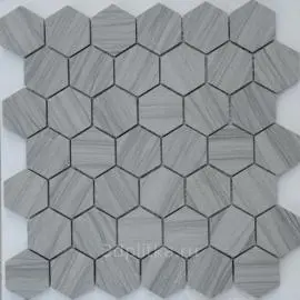 MOSAICS BLUE STRETCHED HEXAGON SHADED GREY GLAZED PORCELAIN FLOOR TILE 27.2X29.8
