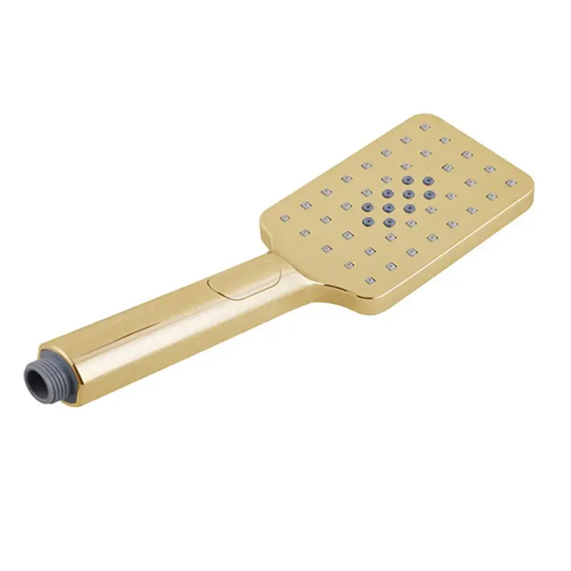 Square 3 Functions Brushed Brass Rainfall Handheld Shower Head 