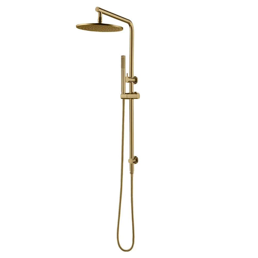 10'' Round Brushed Brass Shower Station Top Water Inlet