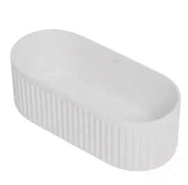 CETO Cascade Solid Surface Stone Matt White Bath with Overflow