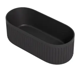 CETO Cascade Solid Surface Stone  Matt Black Bath with Overflow