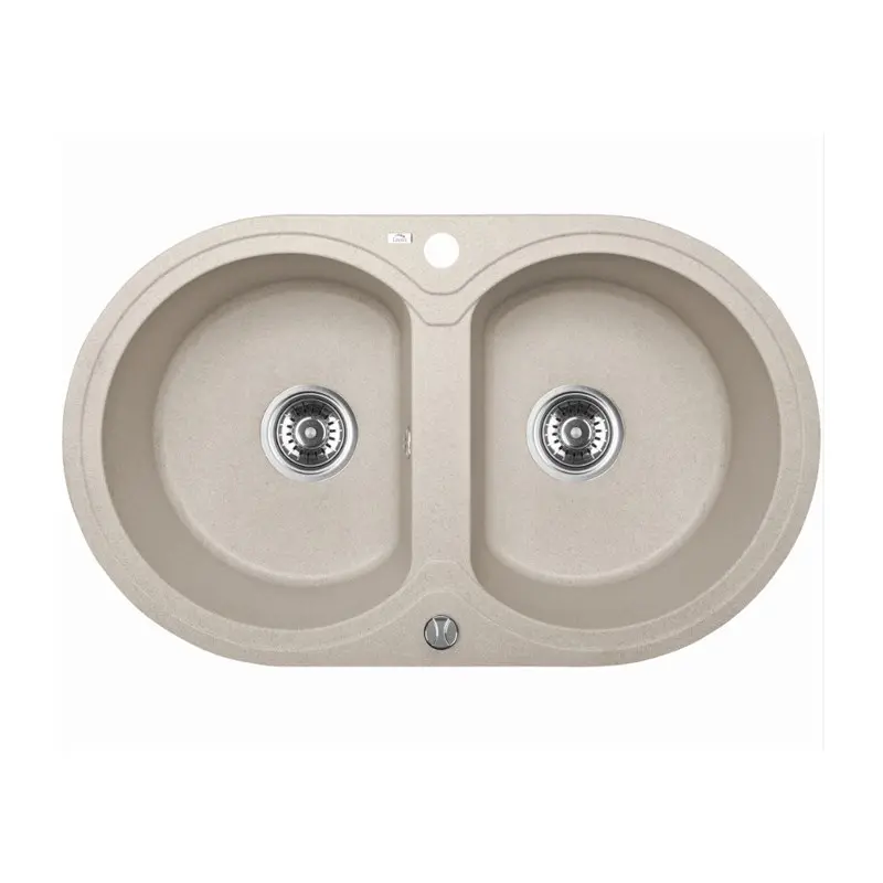 470x780x204mm Beige Granite Double Bowl Kitchen Sink
