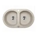 470x780x204mm Beige Granite Double Bowl Kitchen Sink