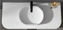 1500x505x12mm Pure Solid Surface Stone Curve Slab Waste Hole and Tap Hole 