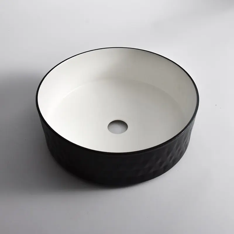 360x355x120mm Black Textured Exterior & Matte White Interior Above Counter Basin 