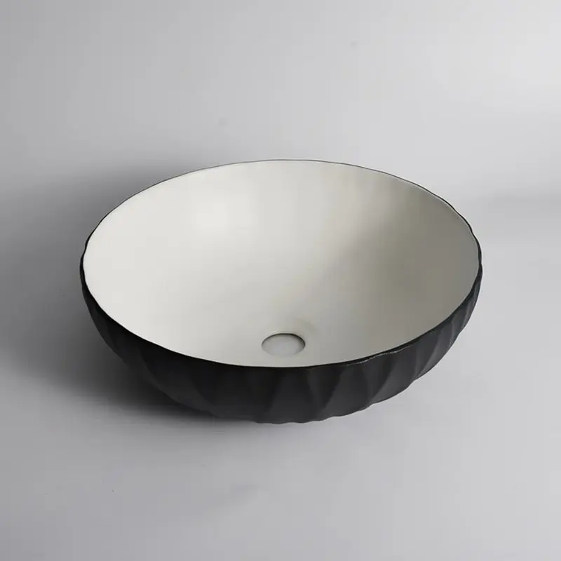 400x400x130mm Black Textured Exterior & Matte White Interior Above Counter Basin