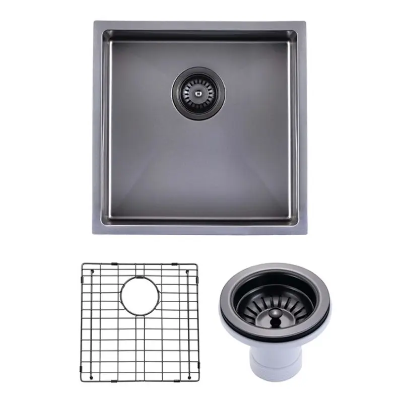440x440x205mm Gunmetal Stainless Steel PVD Single Bowl Kitchen Sink 
