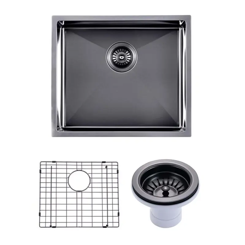 Gunmetal Stainless Steel PVD Single Bowl Kitchen Sink 510x450x230mm