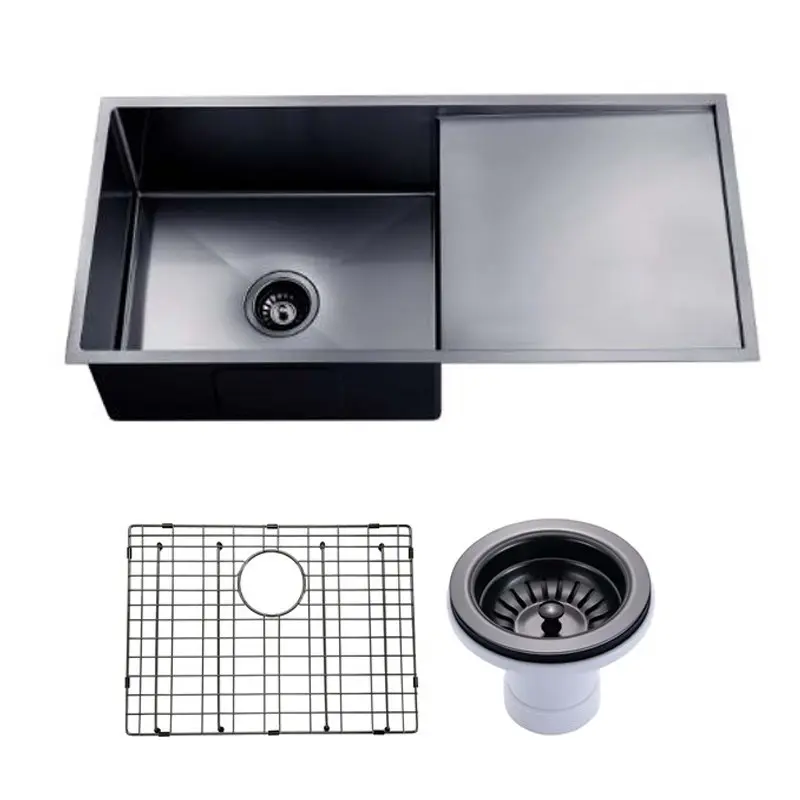 960x450x230mm Gunmetal Stainless Steel PVD Single Bowl Kitchen Sink 
