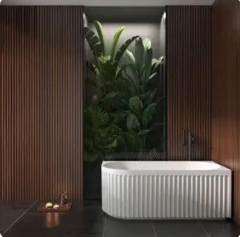 1700x800x580mm Matte White Right Corner Bathtub 