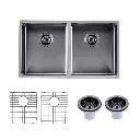 770x450x215mm Gunmetal Stainless Steel PVD Double Bowl Kitchen Sink 