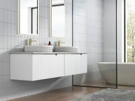 Perla Mark II Wall Hung 1800mm - Flat Stone Top, Pure 