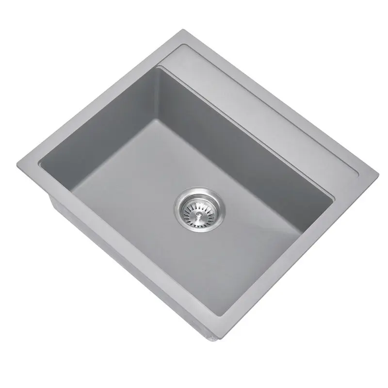 560x510mm Concrete Grey Granite Single Bowl Kitchen Sink 