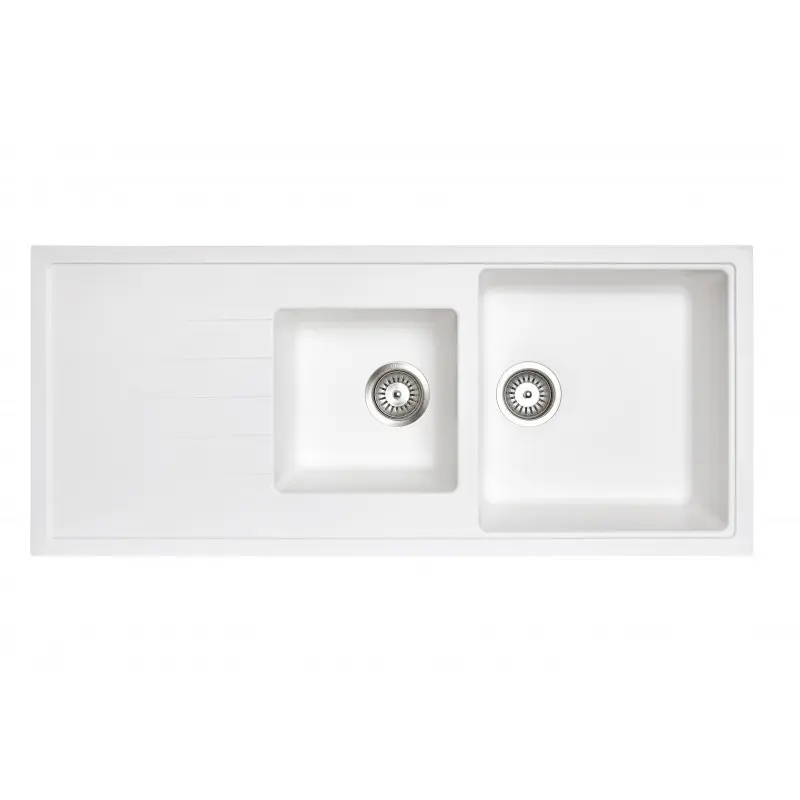 1160x500mm White Granite 1 & 1/2 Bowl Kitchen Sink 