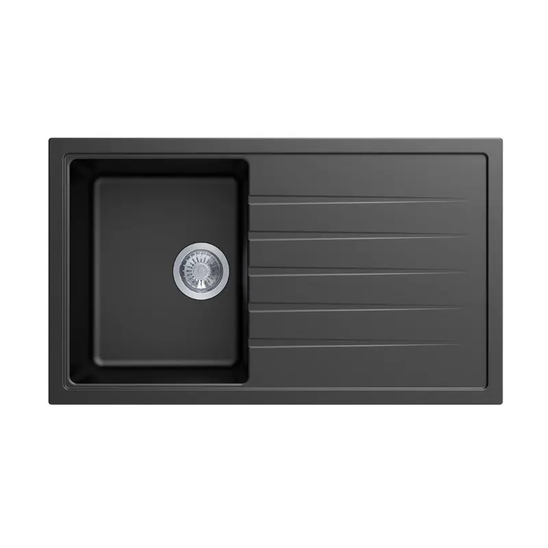 860x500mm Black Granite Single Bowl Kitchen Sink 