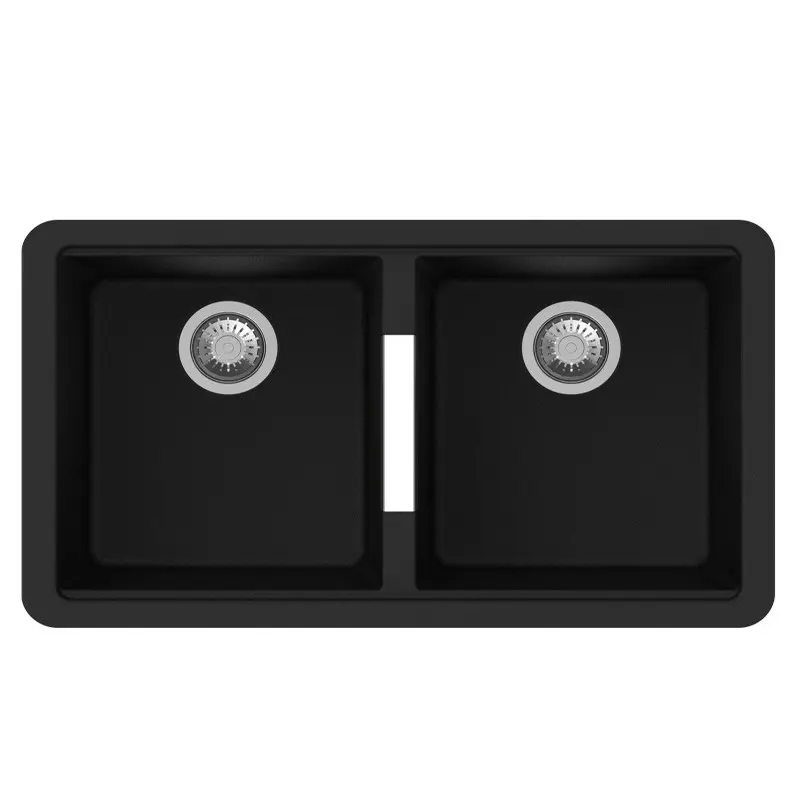 824x481x241mm Carysil Black Double Bowls Granite Undermount Kitchen Sink