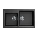 860x500x200mm Black Granite 1 & 3/4 Bowl Kitchen Sink 