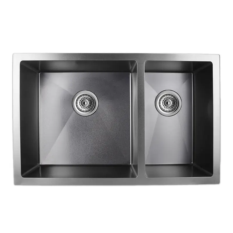 1.2mm Dark Grey Stainless Steel 1 & 1/2 Bowl Kitchen Sink - 710x450x205mm