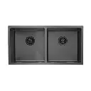 Gun Metal Grey Stainless Steel Double Bowl Kitchen Sink 860x440x200mm 