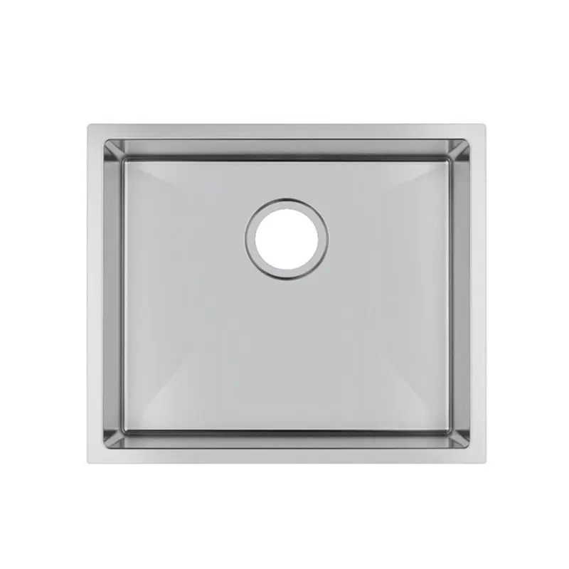 Round Corner Chrome Stainless Steel Handmade Single Bowl Kitchen Sink - 510x440x230mm