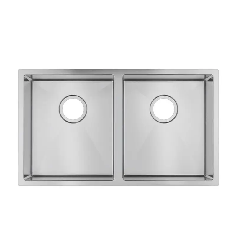 770x450x215mm Chrome Stainless Steel Double Bowl Kitchen Sink 