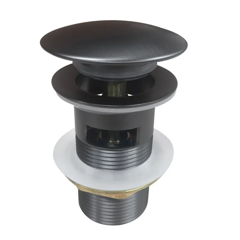 32/40mm Solid Brass Basin Mushroom Pop Up Waste – Gunmetal – Overflow