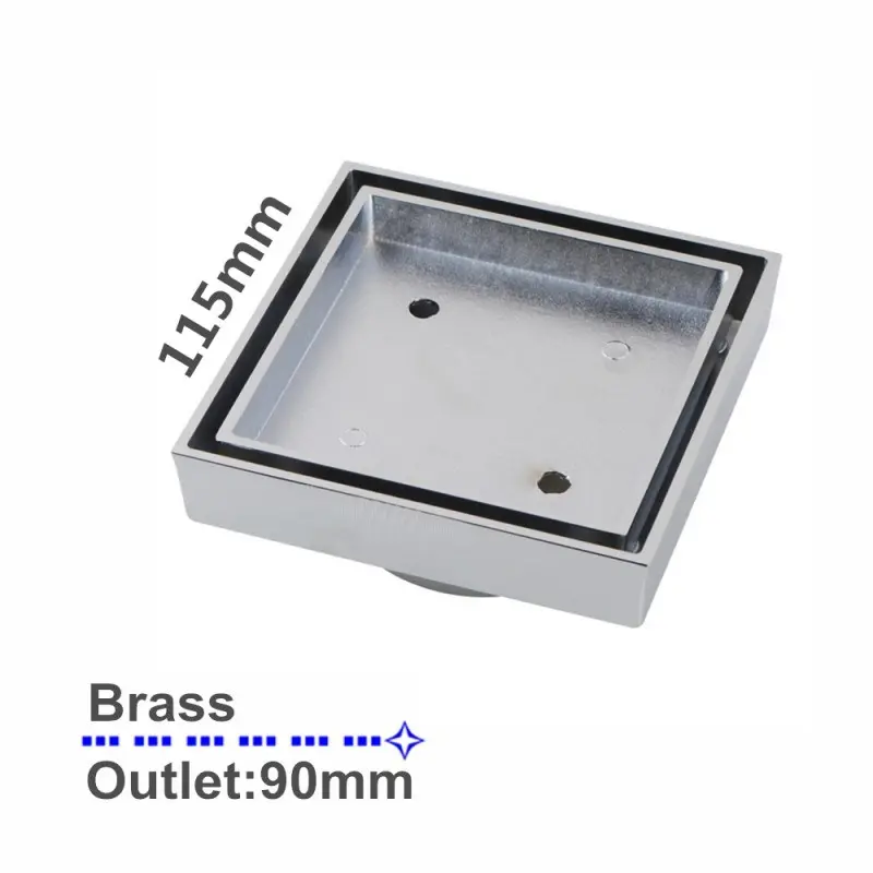 115x115mm Chrome Tile Insert Drain (Outlet Size: 90mm)