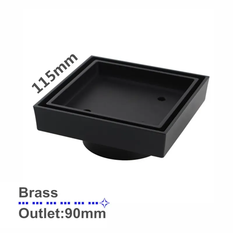 115x115mm Black Tile Insert Drain (Outlet Size: 90mm)