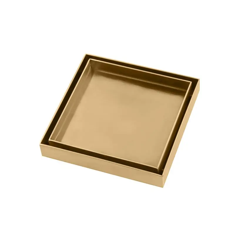 120x120mm Brushed Brass Tile Insert Drain 