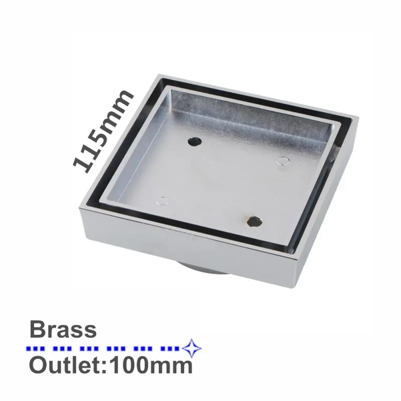 115x115mm Chrome Tile Insert Drain (Outlet Size: 100mm)