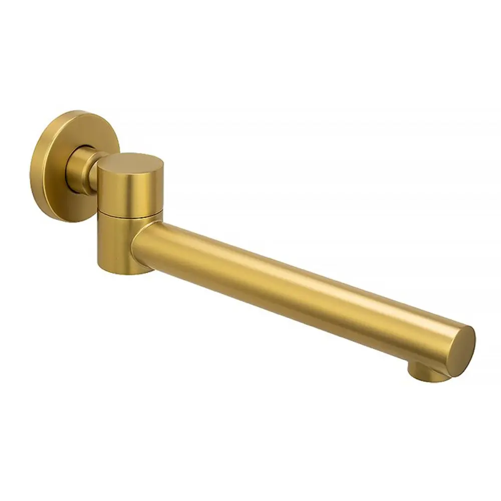Round Brushed Brass Bathtub/Basin Swivel Wall Spout