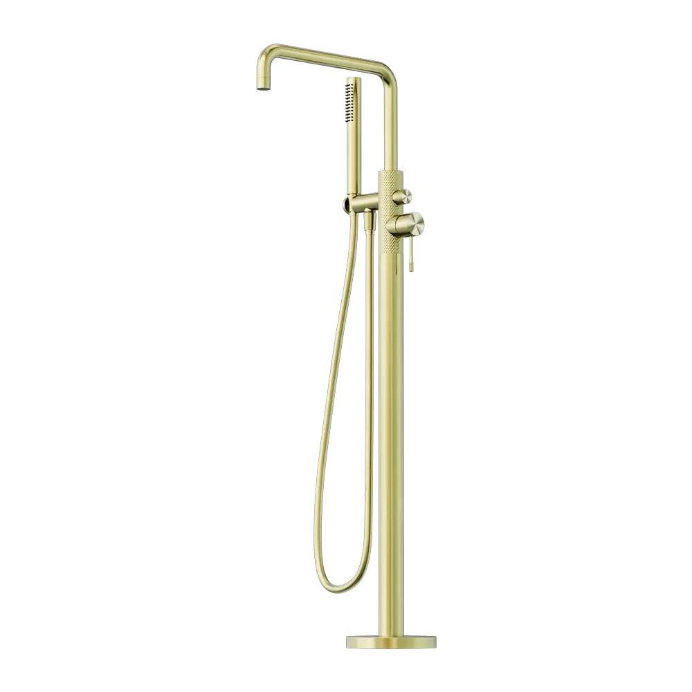 OPAL FREESTANDING BATH MIXER WITH HAND SHOWER BRUSHED GOLD 